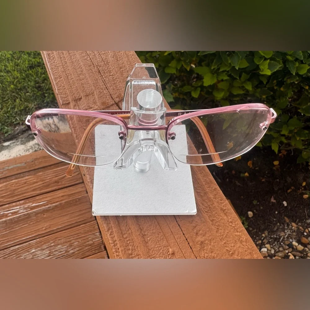 Ralph Lauren Eyeglass Frame Only Metallic Pink Oval 973/S P5Z Half Rim 52-18-135